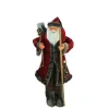 48" Red and Brown Santa Claus with Walking Stick Standing Christmas Figure