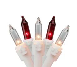 50 Red and Clear Mini Icicle Christmas Lights - 2.5 ft White Wire