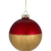 3.5" Red and Gold Glass Ball Christmas Ornament