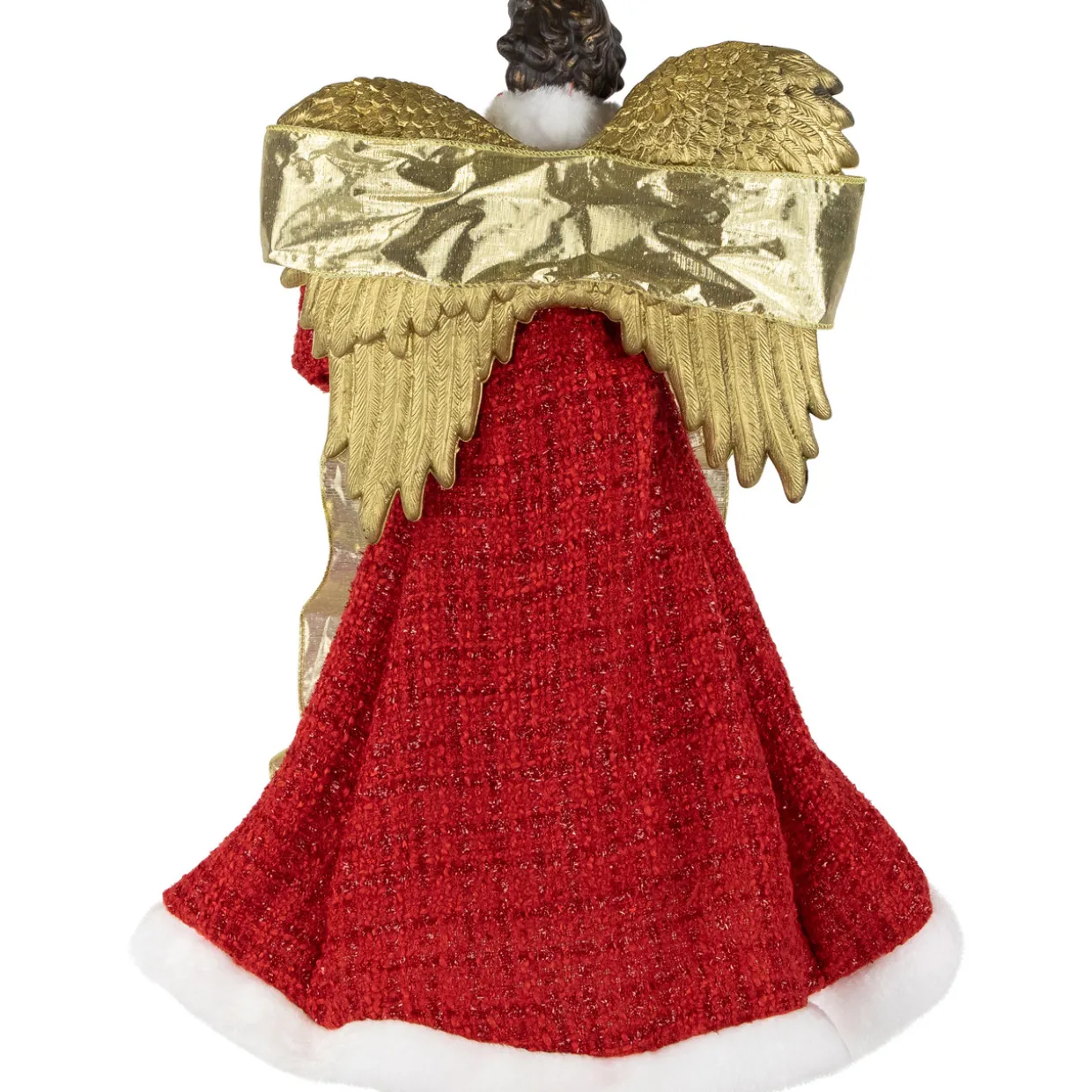18" Red and Green Angel with Wreath Christmas Tree Topper, Unlit