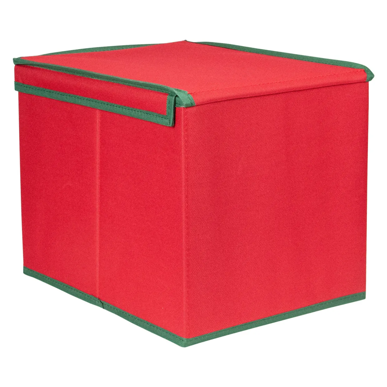 13” Red and Green Christmas Ornament Storage Box with Removable Dividers