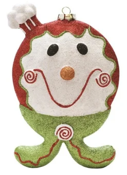 9" Red and Green Glittered Shatterproof Gingerbread Boy Christmas Ornament