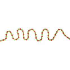 6' Red and Green Glittered Candy Drop Christmas Garland, Unlit