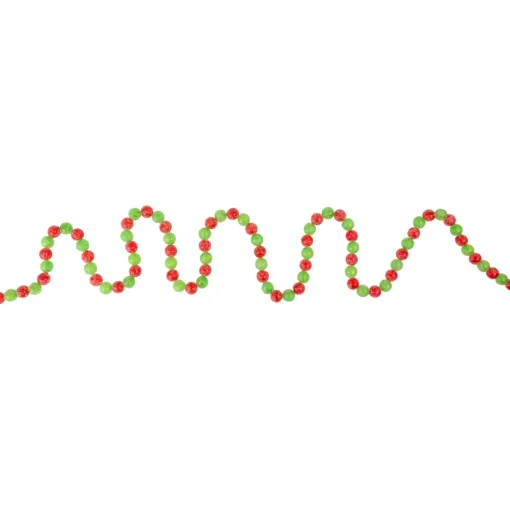 6' Red and Green Glittered Candy Drop Christmas Garland, Unlit