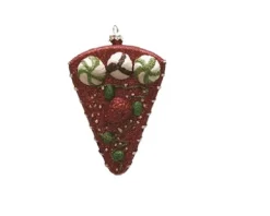 5" Red and Green Shatterproof Strawberry Cake Slice Christmas Ornament