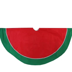 48" Red and Green Traditional Christmas Tree Skirt
