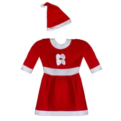 26" Red and White Girls Santa Costume With a Dress and Hat : 6-8 years