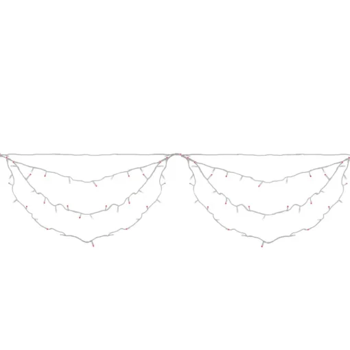 150 Red and White LED Swag Christmas Lights - 7.5 ft White Wire