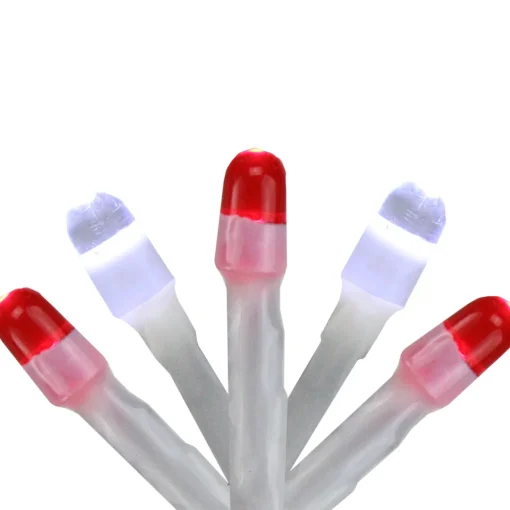 150 Red and White LED Swag Christmas Lights - 7.5 ft White Wire