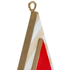 16” Red and White Merry Little Christmas Tree Wooden Hanging Wall Sign