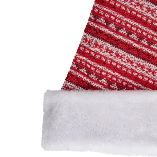 17" Red and White Nordic Striped Santa Hat With Pom Pom