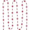 9' Red and White Peppermint Candy Beaded Christmas Garland, Unlit