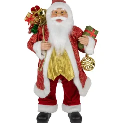 24" Red and White Santa with Gift Bag and Presents Christmas Figure