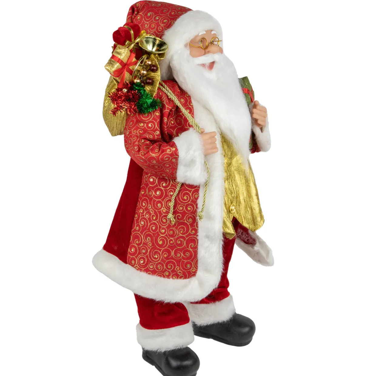 24" Red and White Santa with Gift Bag and Presents Christmas Figure