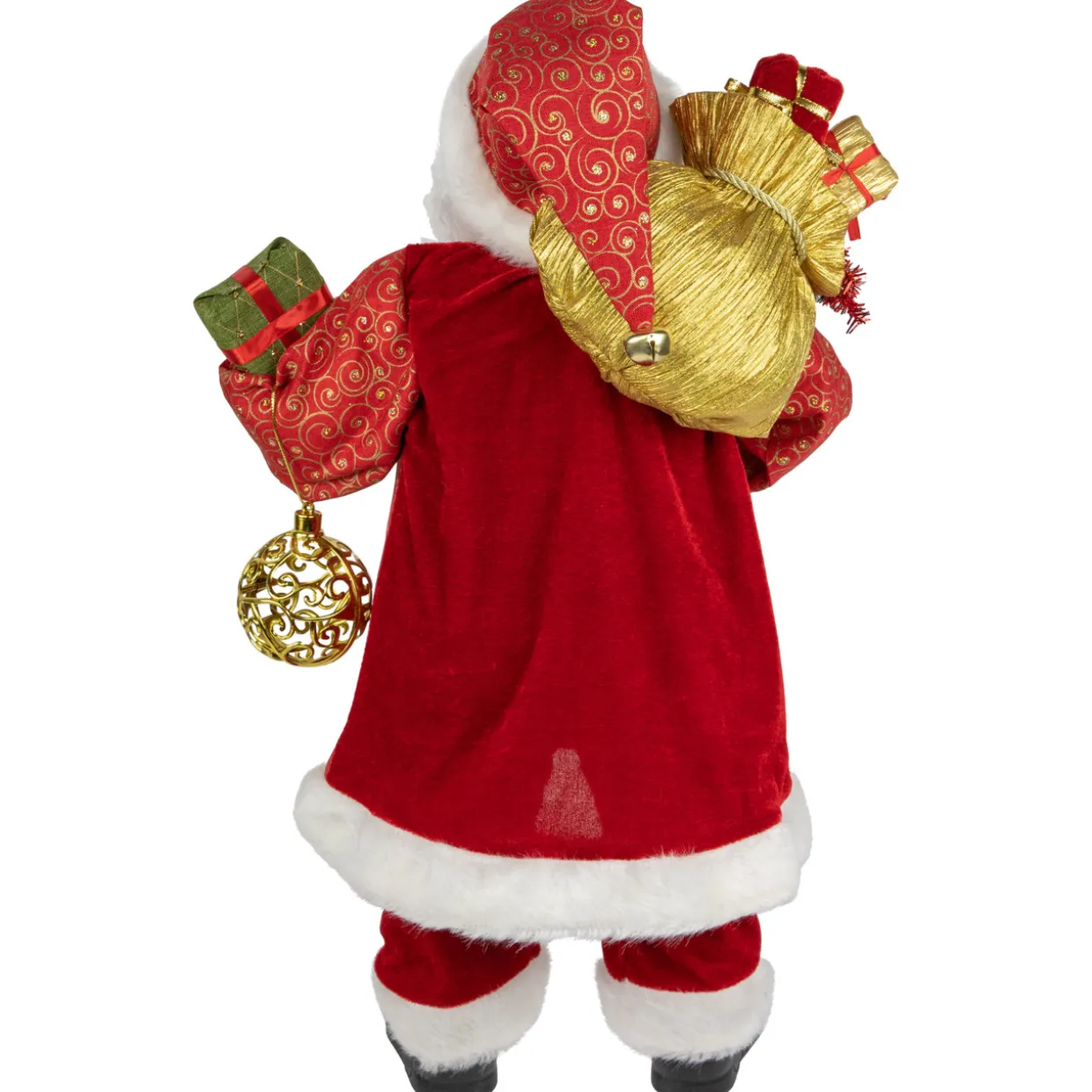 24" Red and White Santa with Gift Bag and Presents Christmas Figure