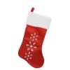 19" Red and White Snowflake Embroidered Christmas Stocking