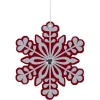 10" Red and White Snowflake Christmas Ornament with Gem