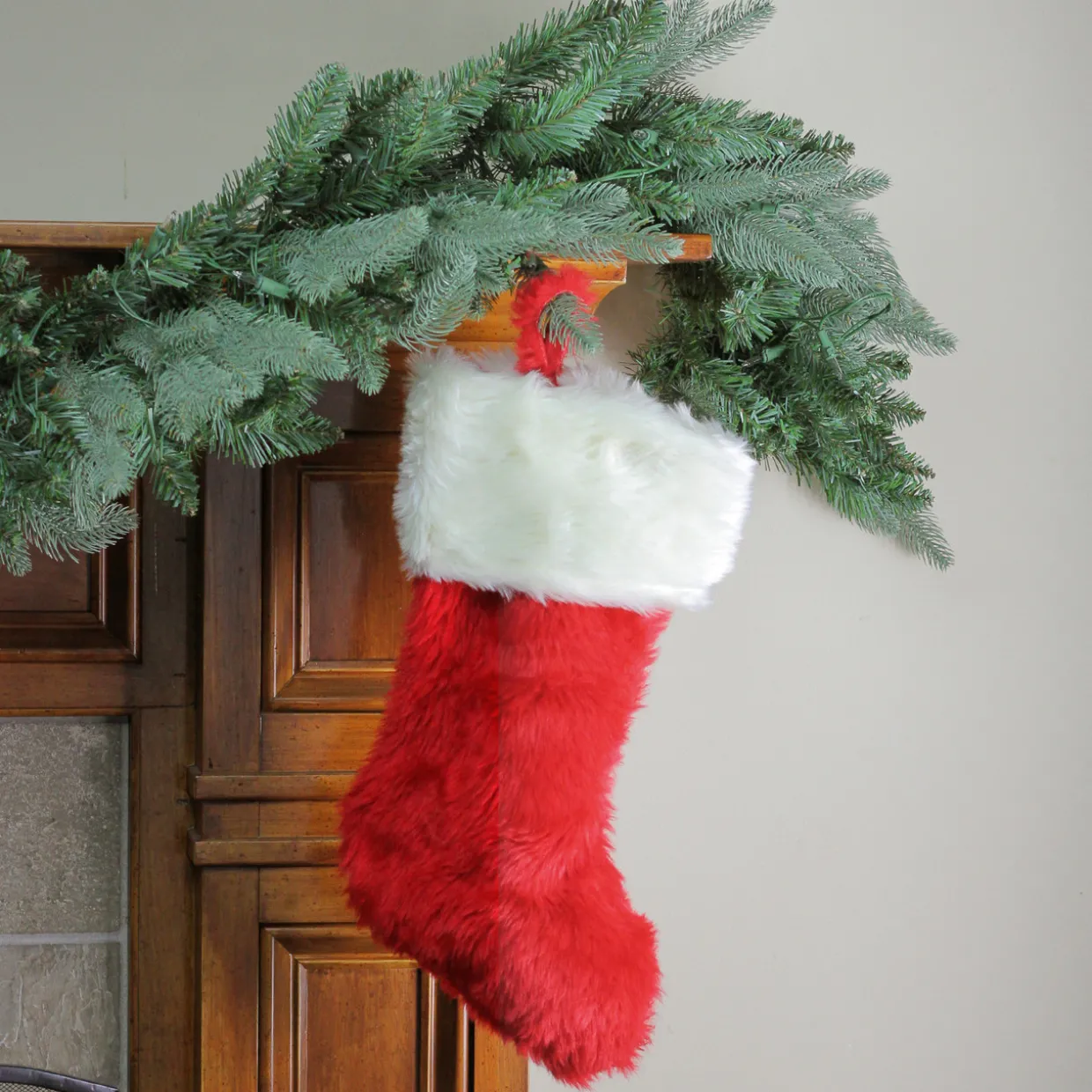 20" Red and White Traditional Cuff Extra Plush Christmas Stocking
