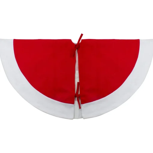 48" Red and White Winter Reindeer Embroidered Christmas Tree Skirt