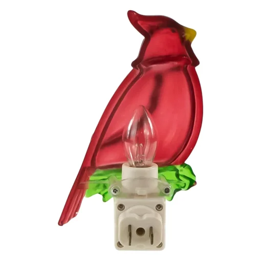 5.5" Red Cardinal Bird Christmas Night Light