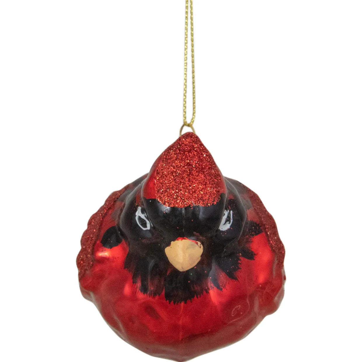 5.5" Red Cardinal Glittered Glass Christmas Ornament