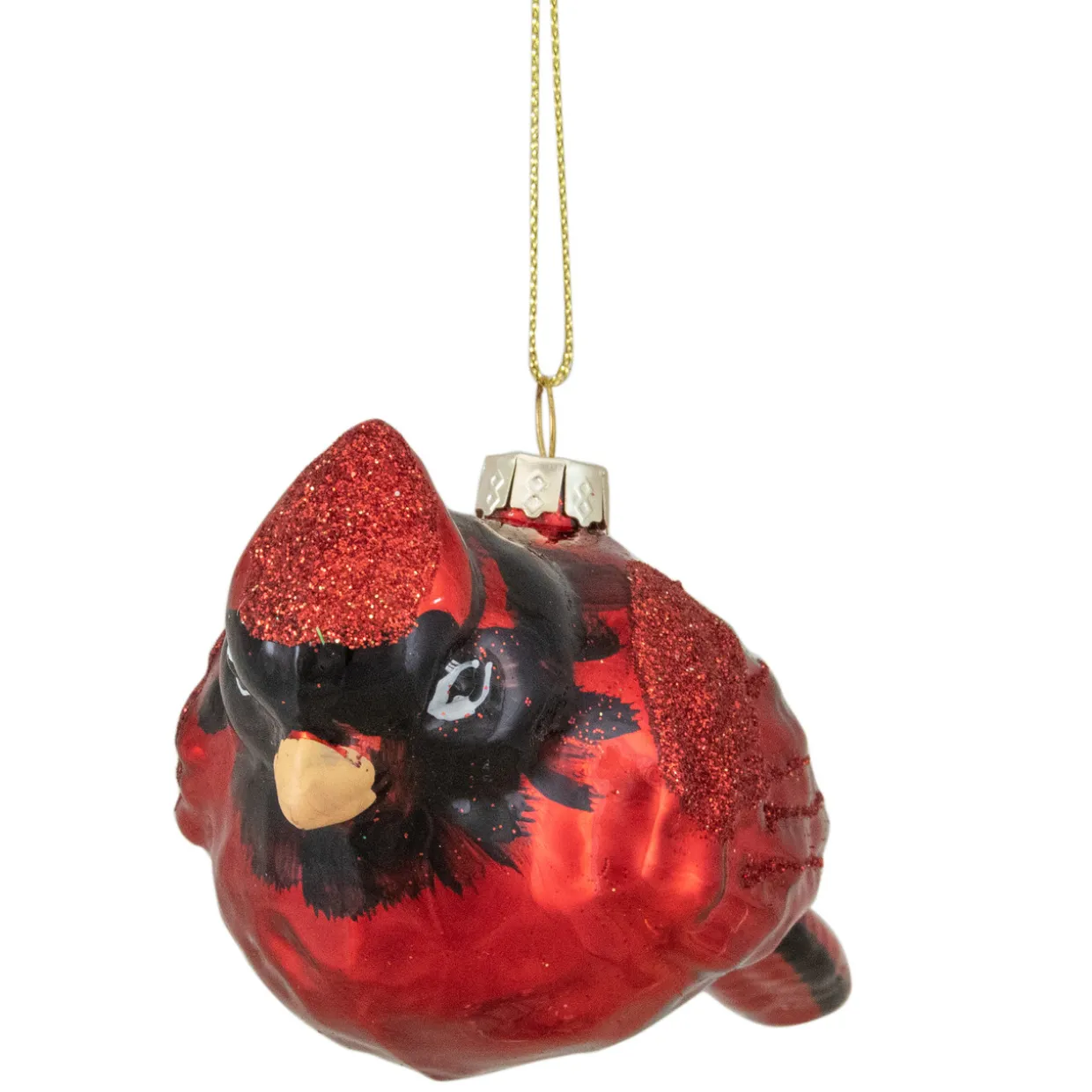 5.5" Red Cardinal Glittered Glass Christmas Ornament