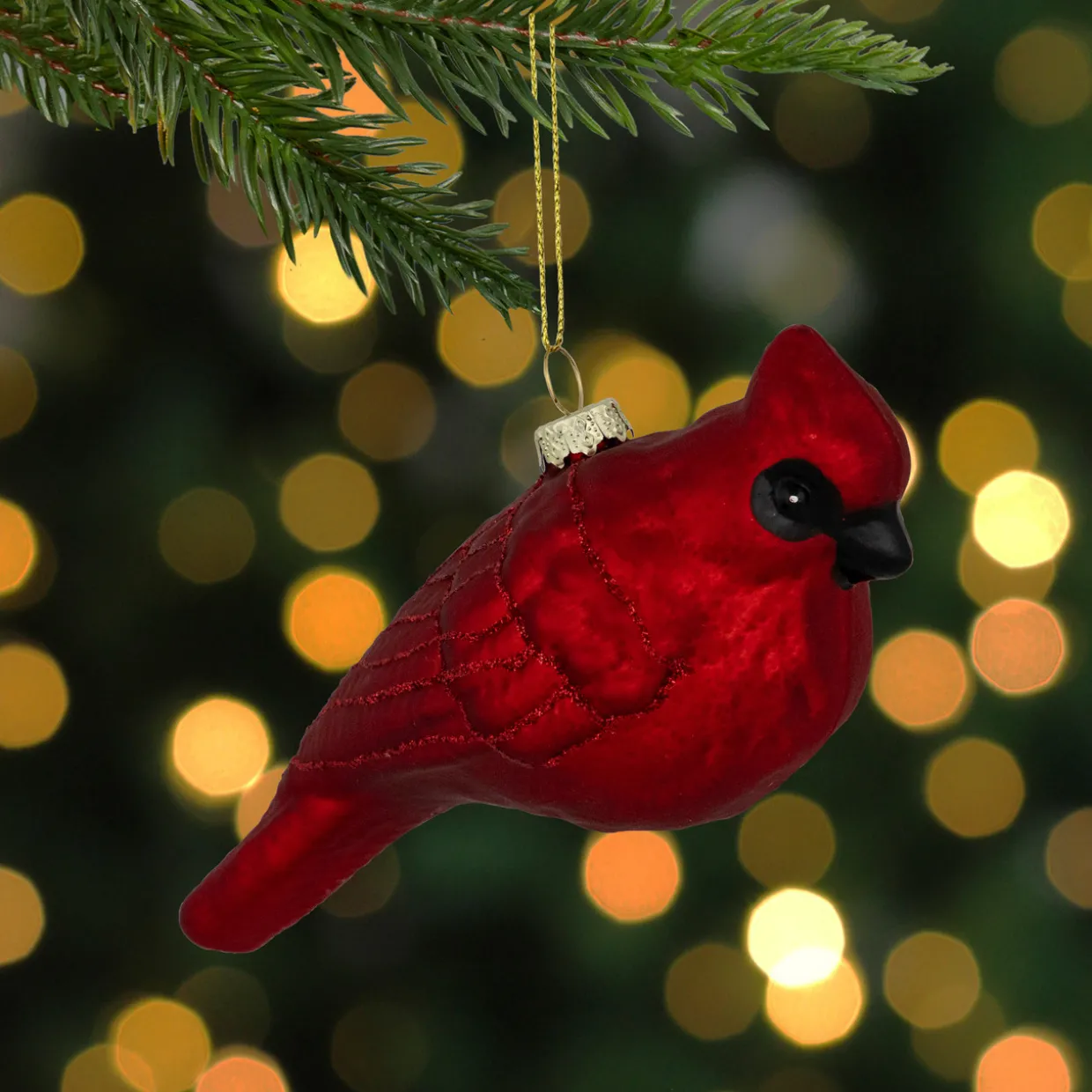 5.5" Red Cardinal Glittered Hanging Glass Christmas Ornament