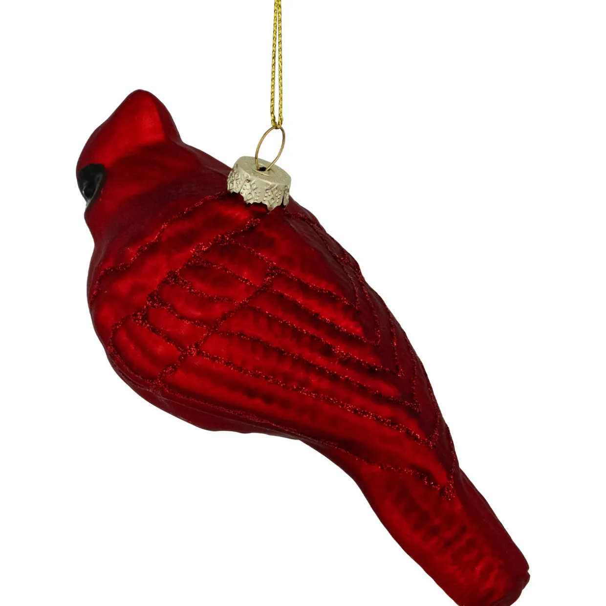 5.5" Red Cardinal Glittered Hanging Glass Christmas Ornament