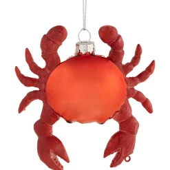 4" Red Crab Glass Christmas Ornament