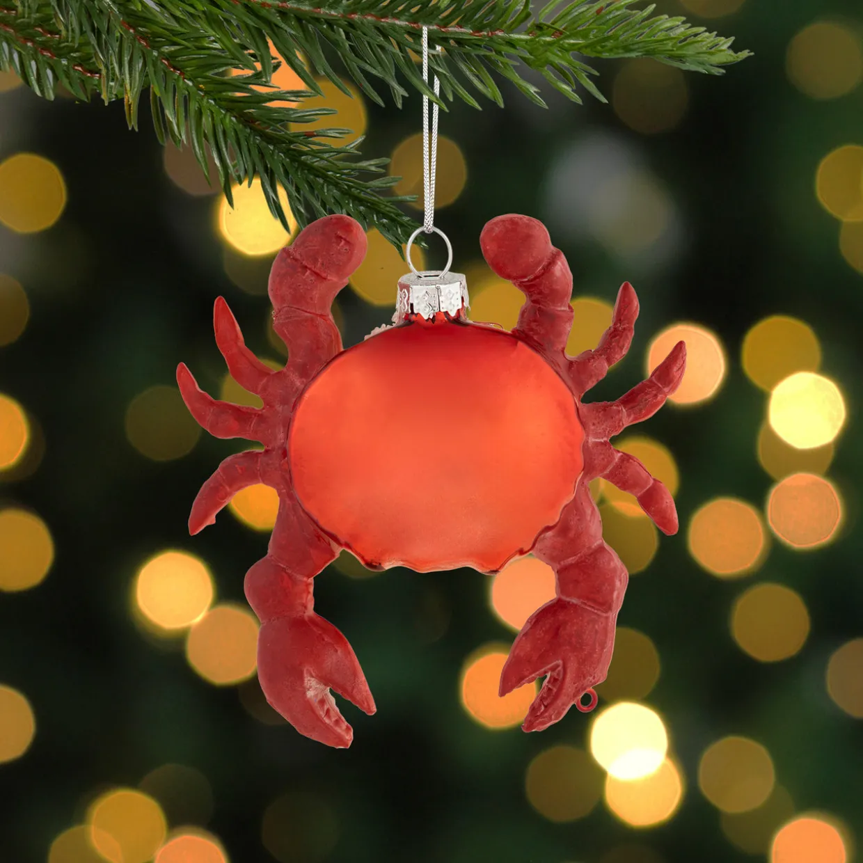 4" Red Crab Glass Christmas Ornament
