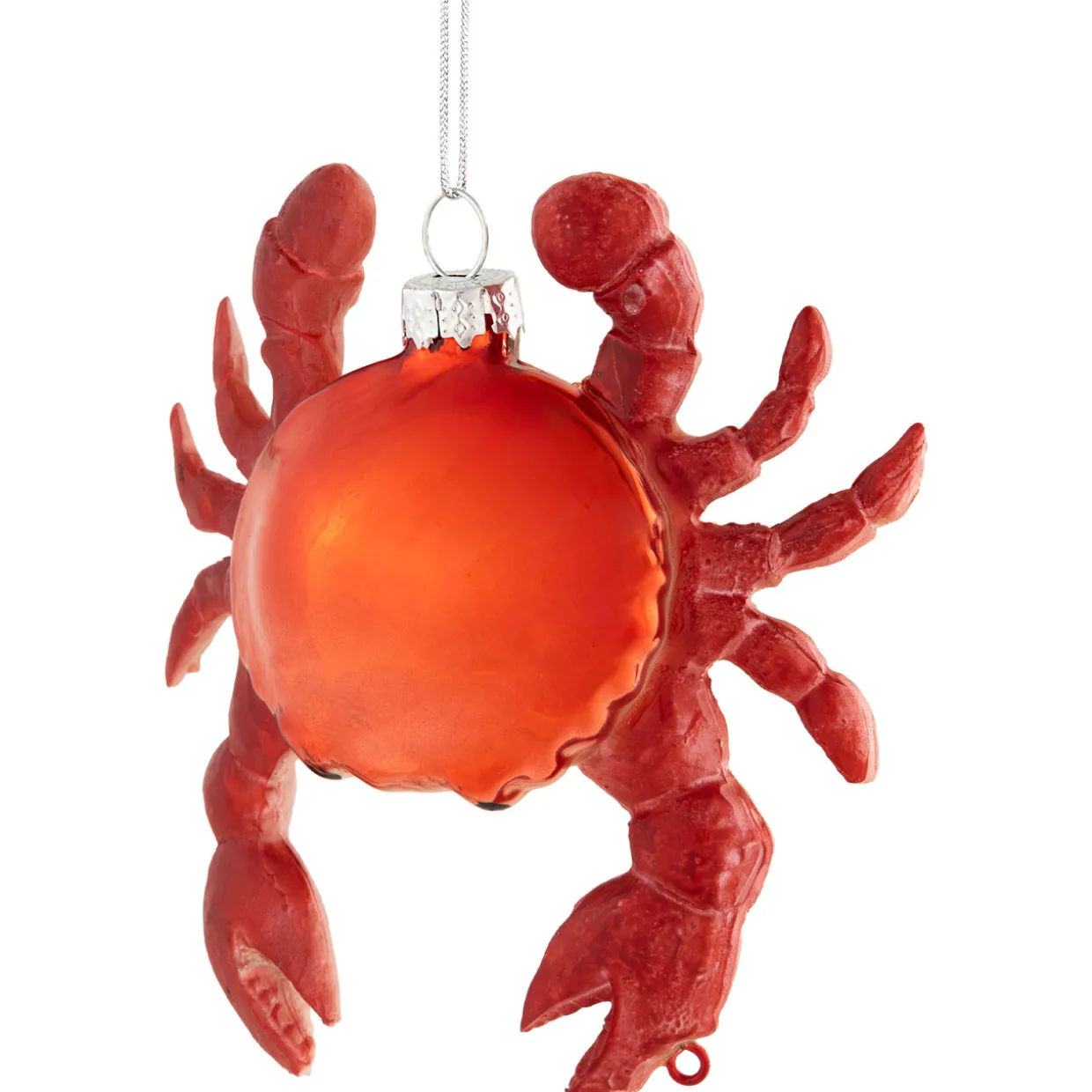 4" Red Crab Glass Christmas Ornament