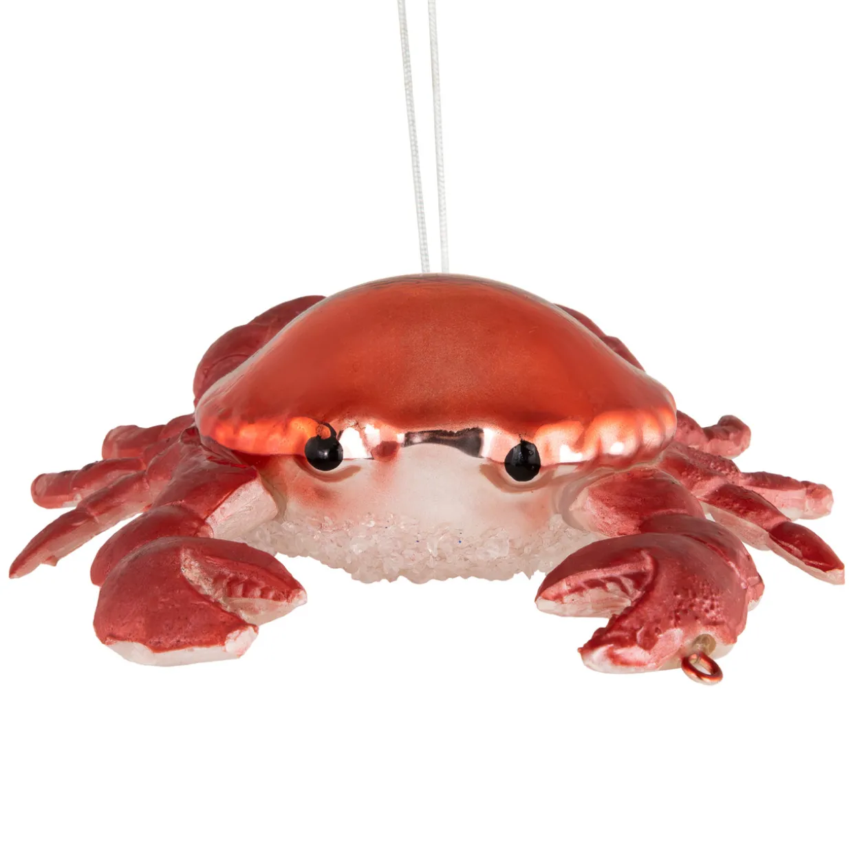 4" Red Crab Glass Christmas Ornament