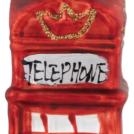 4.5" Red Euro Phone Booth Glass Christmas Ornament