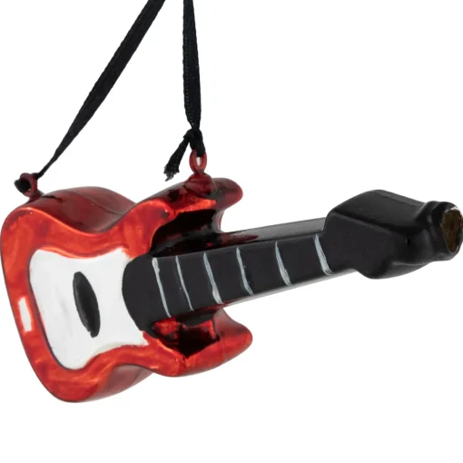 5" Red Guitar Glass Christmas Ornament