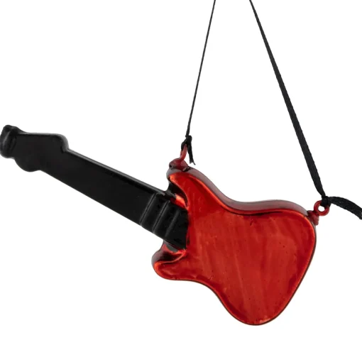 5" Red Guitar Glass Christmas Ornament