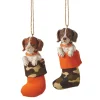4.5" Red Haired Welsh Springer Spaniel Puppy Dog in Stocking Christmas Ornament