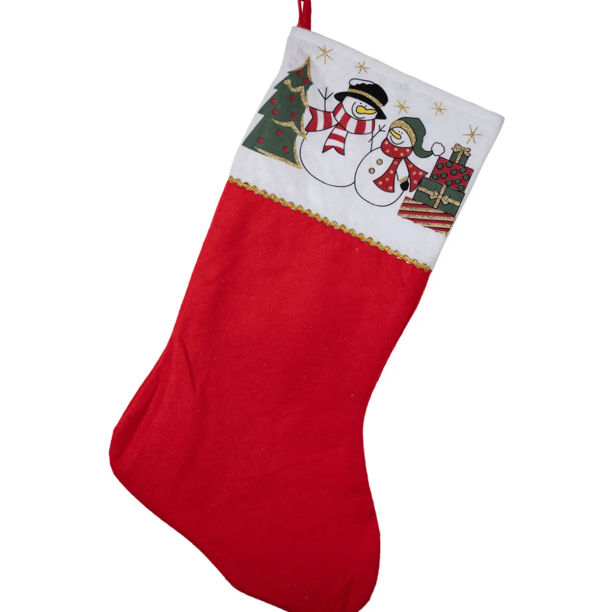 19" Red Jolly Snowmen Scene Christmas Stocking
