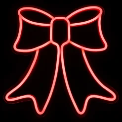 15" Red LED Lighted Neon Style Bow Christmas Window Silhouette