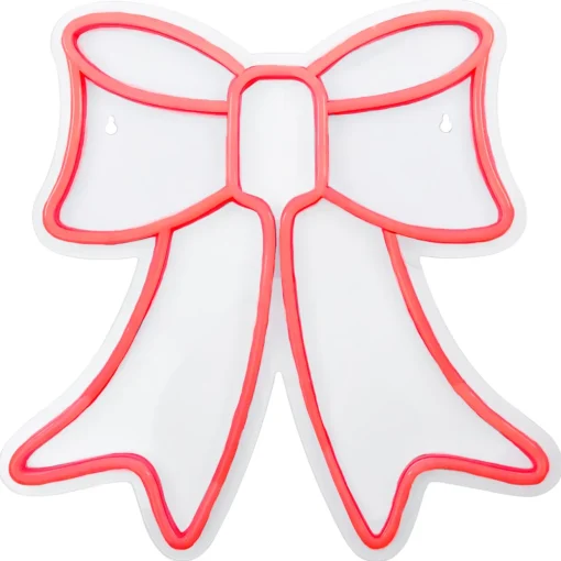 15" Red LED Lighted Neon Style Bow Christmas Window Silhouette