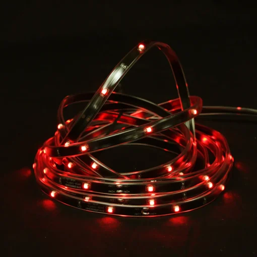 18' Red LED Outdoor Christmas Linear Tape Lighting - Black Finish