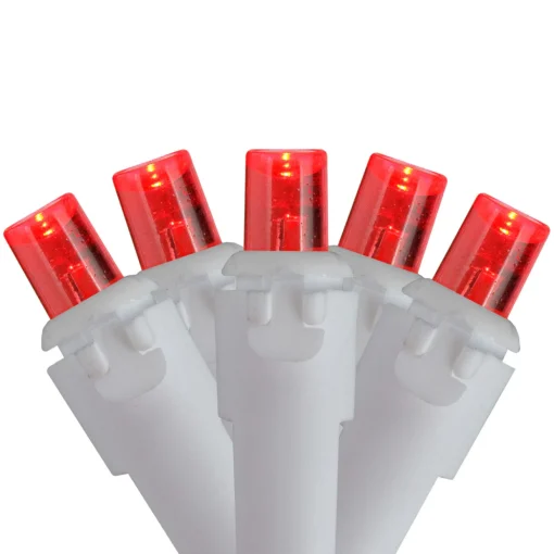 50 Red LED Wide Angle Mini Christmas Lights - 16.25 ft White Wire
