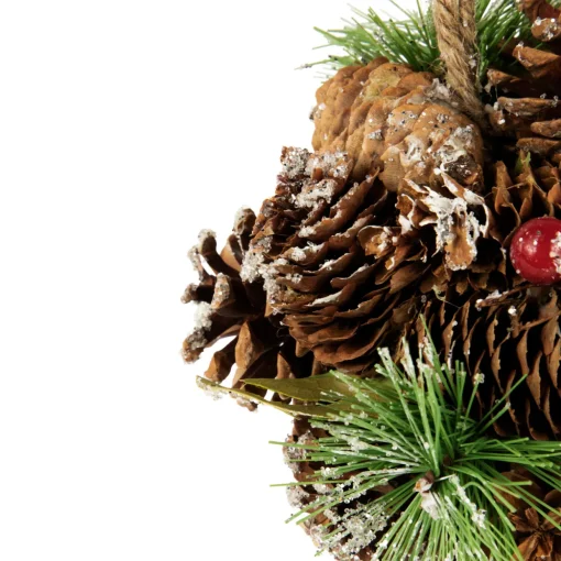 5.5" Red Ornament, Pinecone and Mixed Foliage Hanging Christmas Ball Ornament