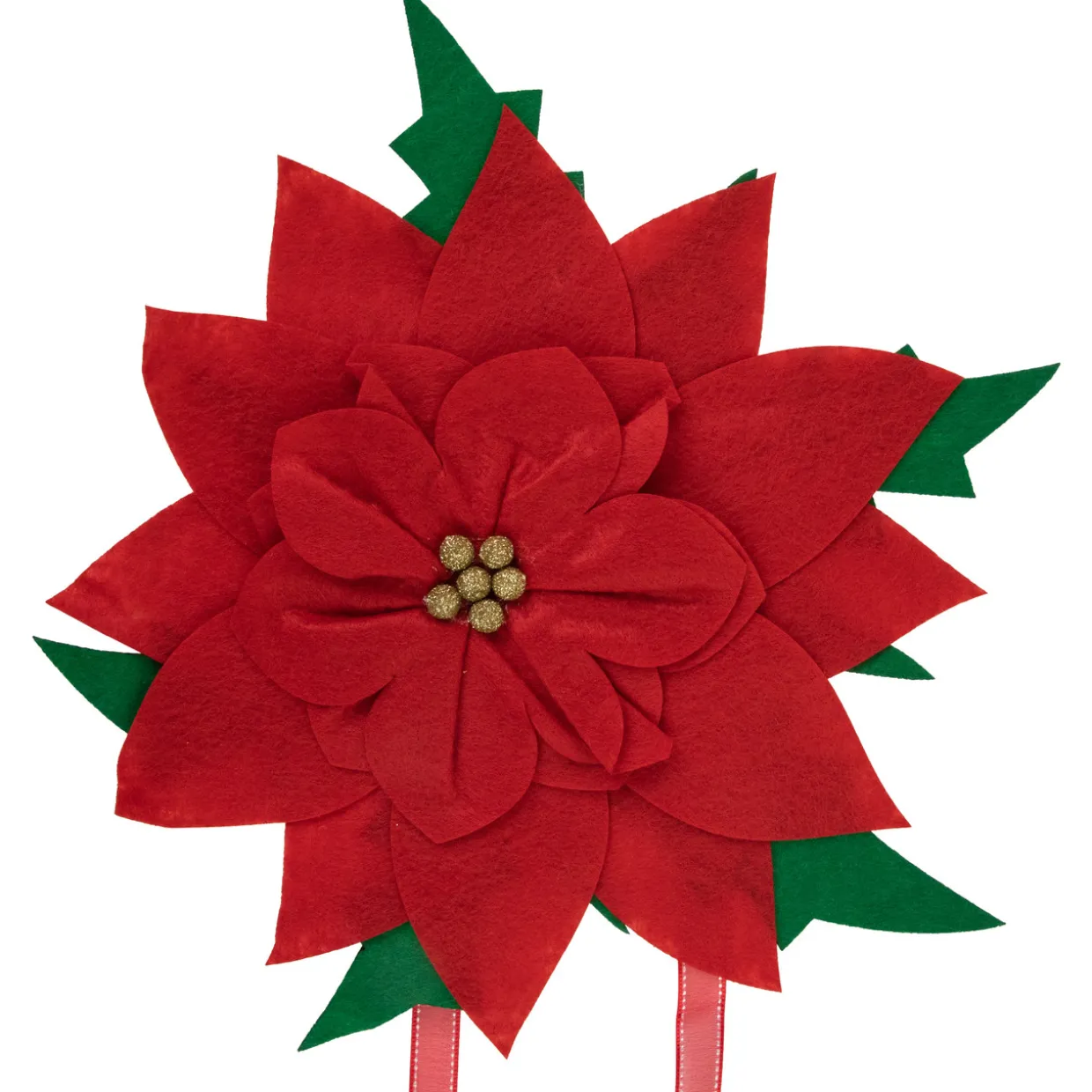 29" Red Poinsettia Tie-On Christmas Tree Topper, Unlit