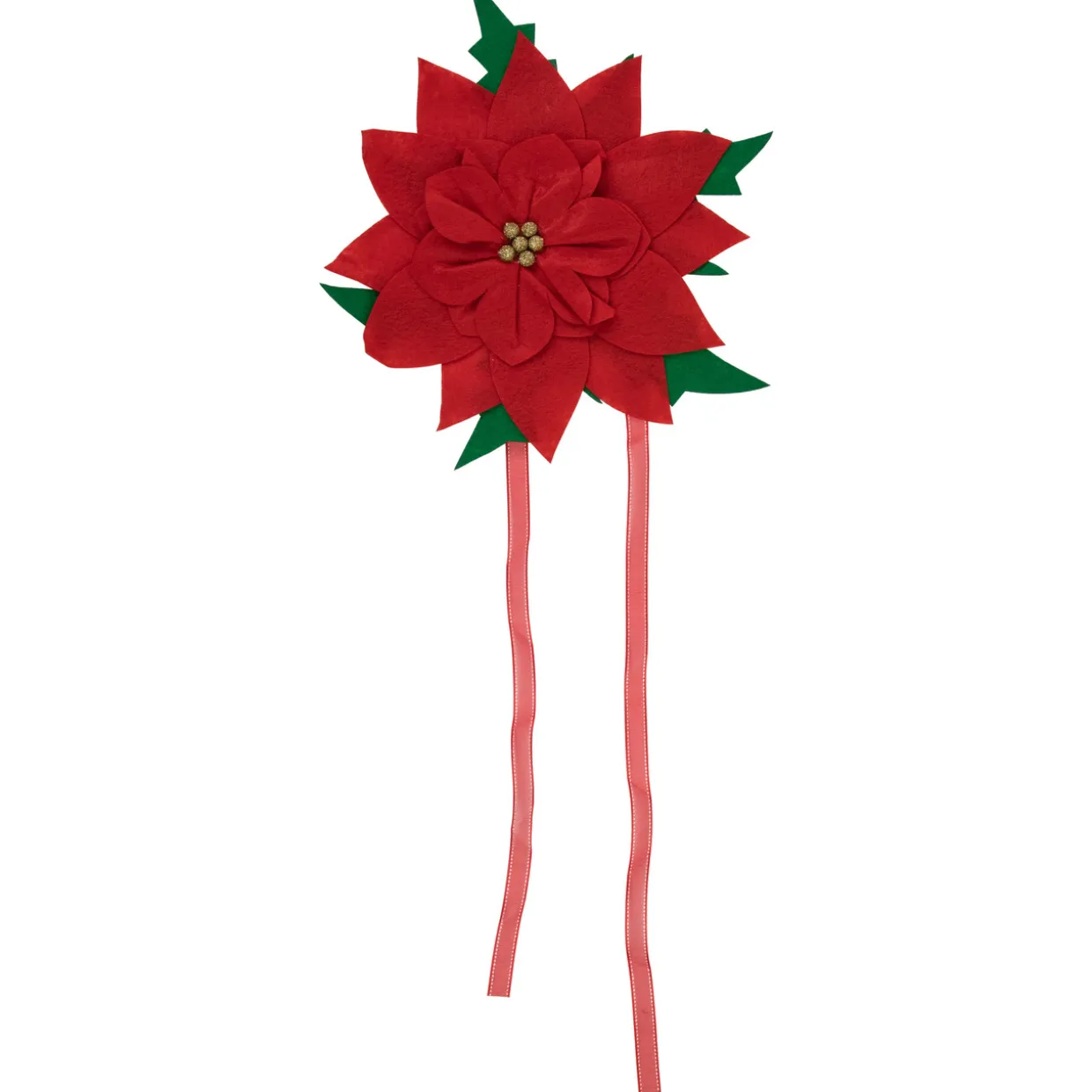 29" Red Poinsettia Tie-On Christmas Tree Topper, Unlit