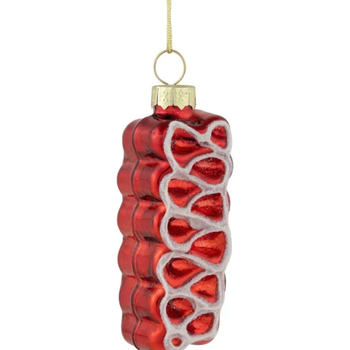 3" Red Ribbon Candy Glass Christmas Ornament