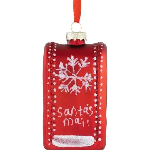 4" Red Santa's Mailbox Glass Christmas Ornament