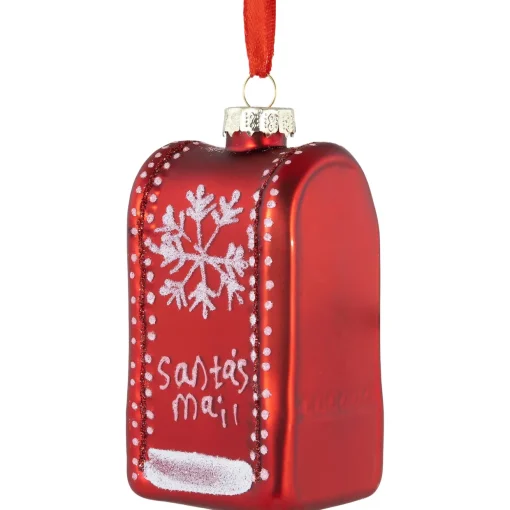 4" Red Santa's Mailbox Glass Christmas Ornament