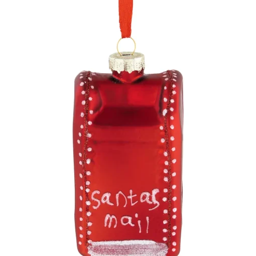 4" Red Santa's Mailbox Glass Christmas Ornament