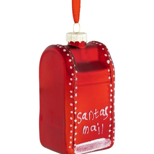 4" Red Santa's Mailbox Glass Christmas Ornament