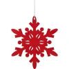 7.75" Red Snowflake Hanging Wooden Christmas Ornament